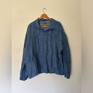 Oleg Cassini Blue Silk Western Zip up Jacket, Size M